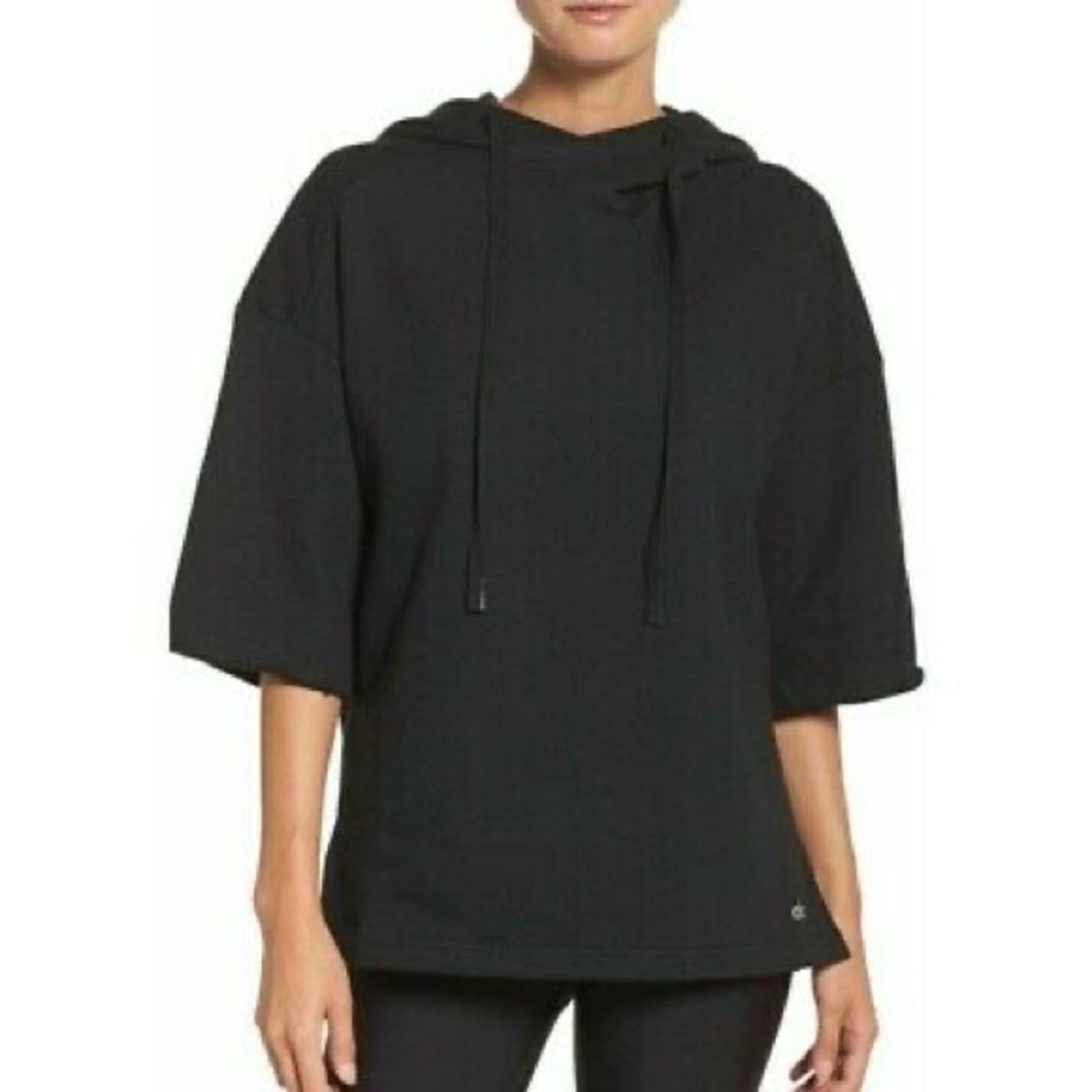 Alo falls short sleeve hoodie (black)